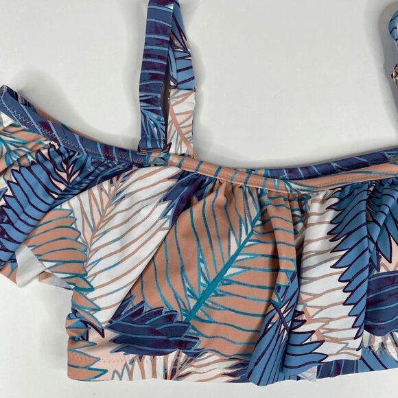 Raisins Curve Swimsuit Top Tropical Floral Tortuga Flounce Women's Size 14W NWT - Picture 2 of 7